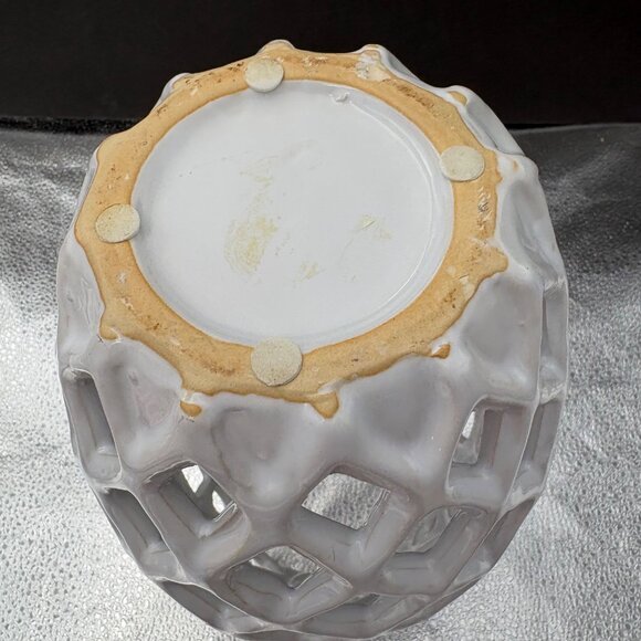 Lattice Design Vase White Ceramic Oen Weave 12” Tall Boho Hippie Cottagecore‎ - Picture 5 of 10